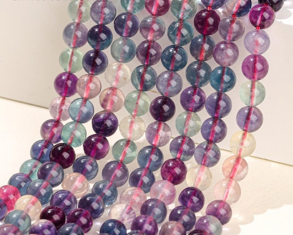 Cuentas De Fluorita Arco Iris, 4 Mm 6 Mm 8 Mm 10 Mm, Hebra