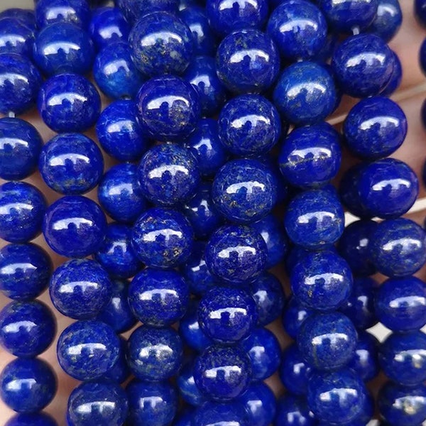 Natürliche AAAAA Lapis Lazuli glatte Runde Perlen, 4mm 6mm 8mm 10mm 12mm Lapis Lazuli Perlen Großhandel Versorgung, ein Strang 15"