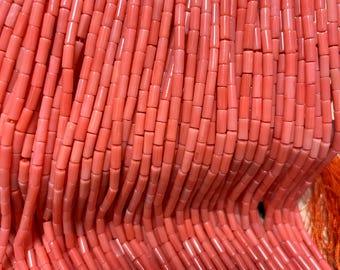 Orange Coral Tube Beads,jewelry making coral beads, coral spacer beads,3×7mm  coral beads,Tube Beads,one strand 15"