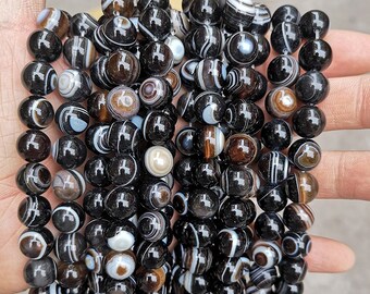 Natural Black Eyes Agate Round Beads,Black Eyes Agate Beads,6mm 8mm 10mm 12mm Natural beads,one strand 15",Agate Beads