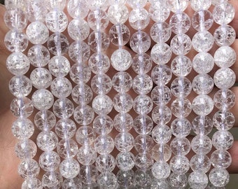 Natural White Snow Rock Quartz Smooth and Round Beads,6mm 8mm 10mm 12mm Quartz Beads Wholesale Supply,one strand 15"