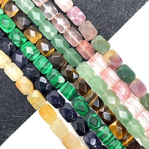 8x11mm 12x16mm Natural Rectangle Faceted Gemstone Loose Beads,  Gemstone Rectangle Nugget Beads,Wholesale Loose Beads Supply,one strand 15&quot;