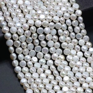 7-8mm Natural White Freshwater Pearls Beads,Freshwater Pearls DIY Beads,one strand 15&quot;
