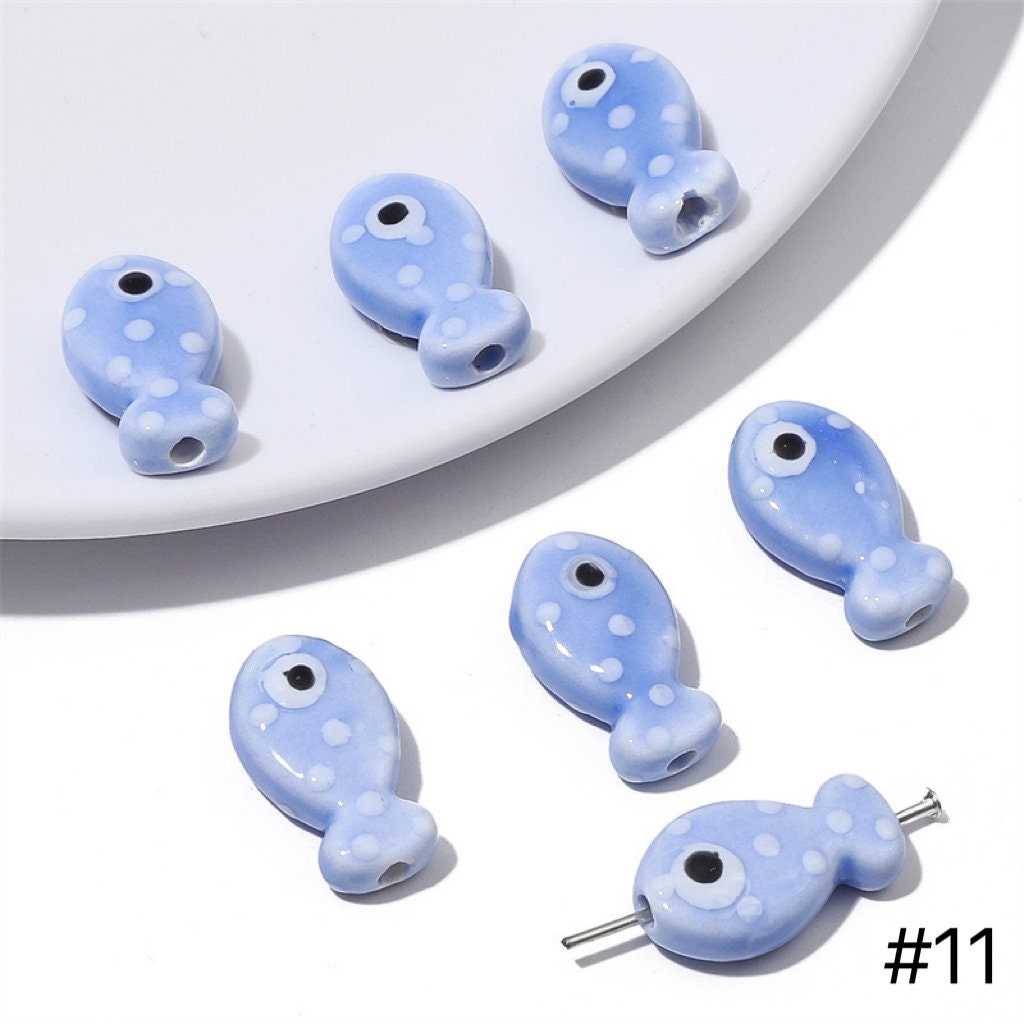 Beadthoven - Perline rotonde in porcellana con 15 stili, 8 mm, fatte a mano, in ceramica, con filo di nylon, foro da 2 a 2,5 mm, 180 pezzi