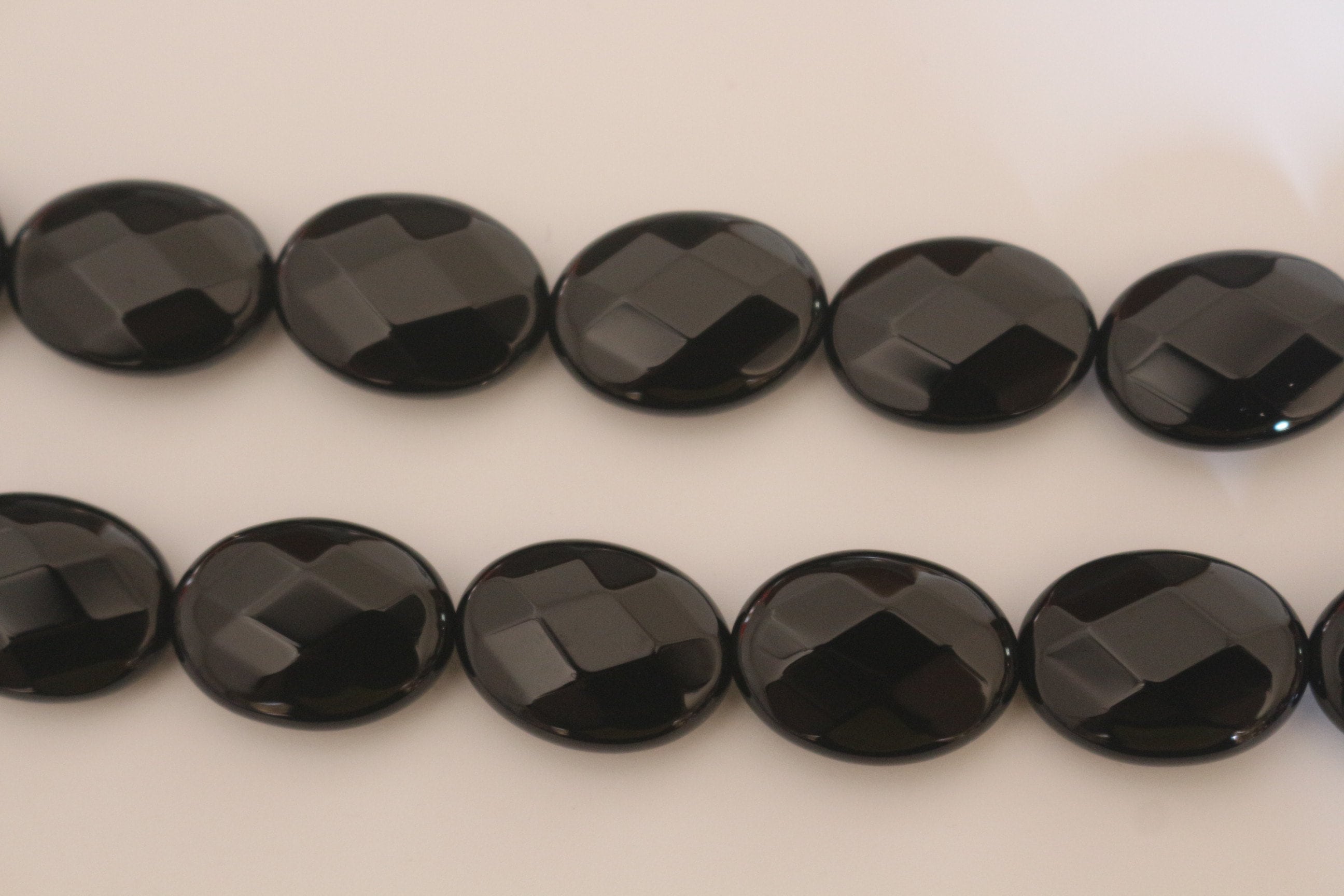 Natural Black agate cut corner oval Beads faceted black Etsy