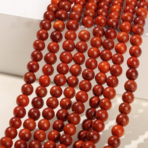 Natural  Red sanders wood Round Beads,6mm 8mm 10mm 12mm Sanders  Loose Beads Wholesale Bulk Supply,one strand 15"