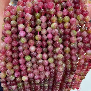 Watermelon Tourmaline Round Beads,4mm 6mm 8mm 10mm Tourmaline beads Wholesale Supply,one strand 15&quot;