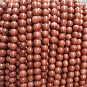 Natural Goldstone Smooth Round Beads,4mm 6mm 8mm 10mm 12mm Goldstone beads Wholesale Supply,one strand 15"