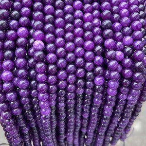 6mm 8mm 10mm Deep Purple Jade Smooth Round Beads ,one strand 15&quot;,Purple Jade DIY Loose Beads Wholesale Supply