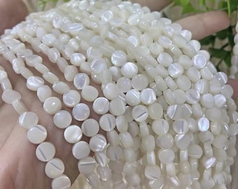 Natural  Shell Pearls Smooth Coin Shape beads,Shell Pearls beads Wholesale Supply,one strand 15"