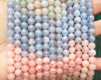 Natural AAAAA Morganite Gemstone Smooth Round Beads,6mm 8mm 10mm Morganite Beads Wholesale Supply,one strand 15"