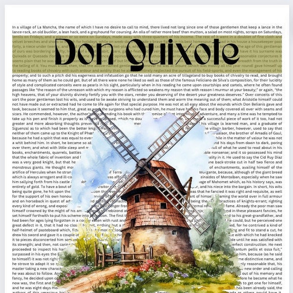 Don Quixote Printable PDF 8.5" x 11" Literary Bookish Classroom Decor