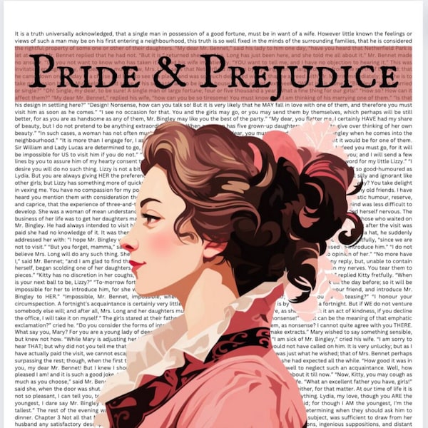 Pride and Prejudice Printable PDF 8.5" x 11" Literary Bookish Classroom Decor