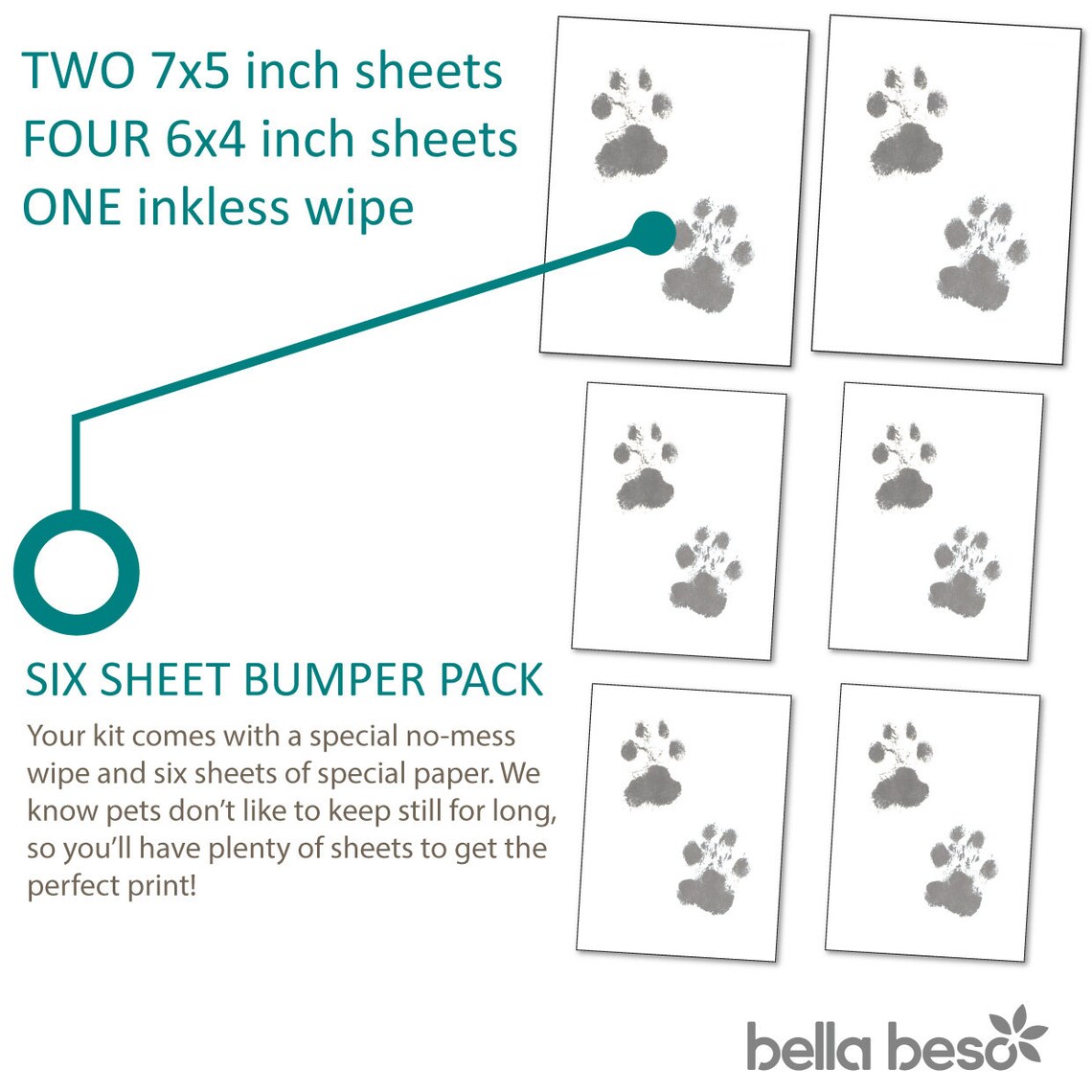 Dog and Cat Pet Paw Print Inkless Kit 1 Wipe & 6 Sheets Etsy
