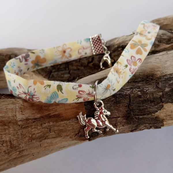 Bracelet tissu liberty personnalisable - Bijou équestre