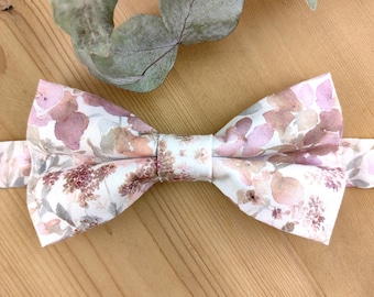 Double floral bow tie in powder pink, peach, and sage - Men's, baby, child's / Pocket square / Cufflinks - Wedding accessory