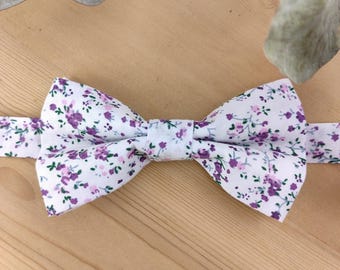 Double purple bow tie - Men's and/or child's, baby's / Liberty print cufflinks - Wedding, christening, communion