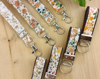 Neck strap, nurse badge keychain, caregiver badge, phone lanyard - Liberty or Sakura Terracotta/orange - Adult or child