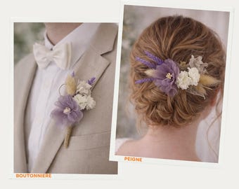 Hair comb and/or matching boutonniere for men's suits - Wedding accessories