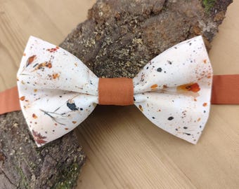 Floral and Terracotta Bow Tie - Men's / Baby's / Child's / Teen's - Pocket Square, Cufflinks - Wedding, Ceremony