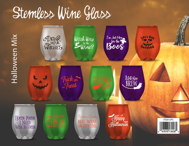 Set Of 12 Stemless Wine Glasses Gift Funny Glass Party