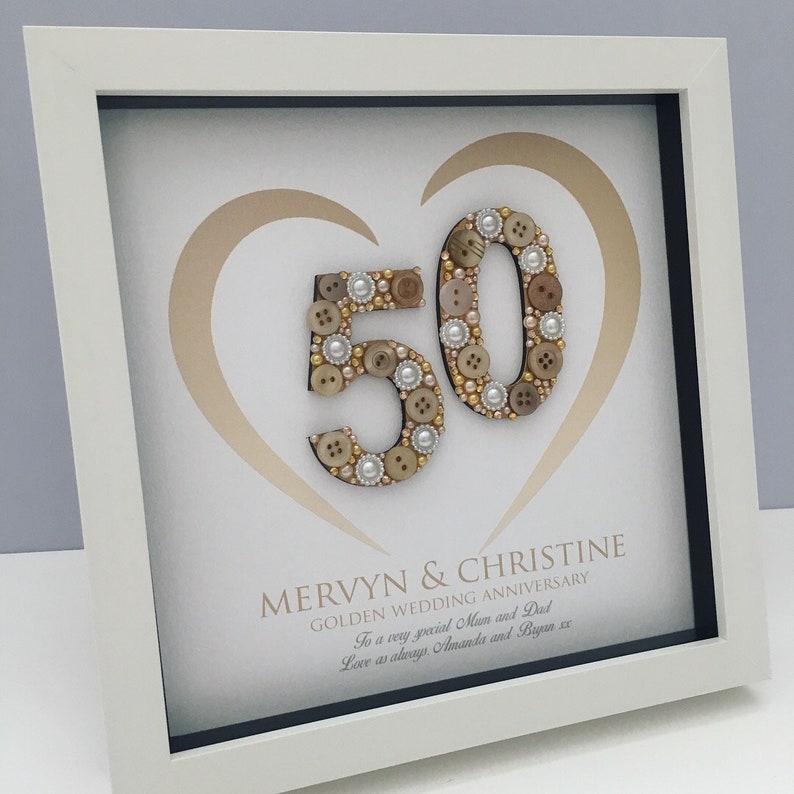 Golden Wedding Anniversary Gift 50th Personalised Frame