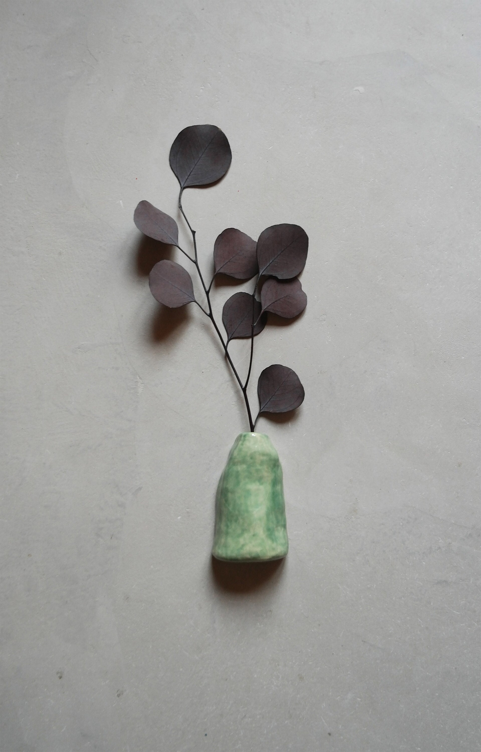 Vase Mural/Soliflore en Céramique Vert Jade Pour Fleurs Séchées