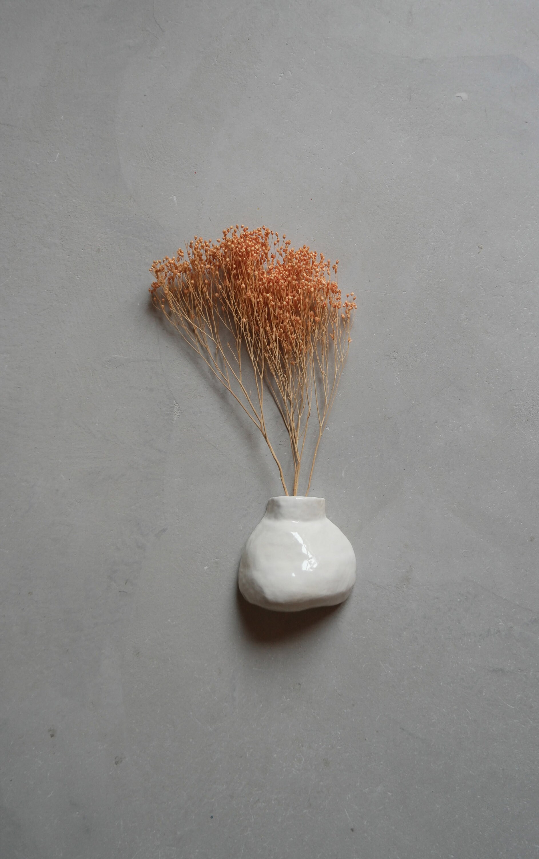 Soliflore/Vase Mural Blanc en Céramique Pour Fleurs Séchées