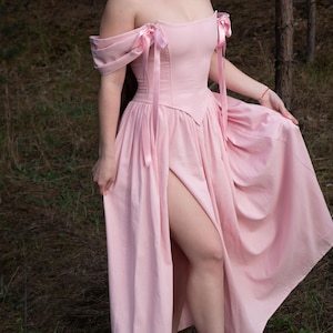 pink renaissance fairy dress full length