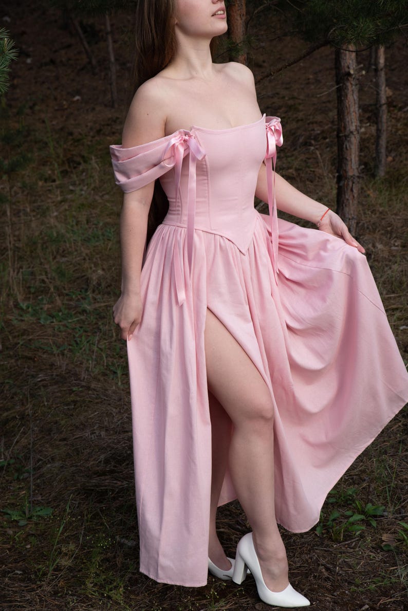 pink renaissance fairy dress full length