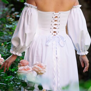 handmade linen bridal gown renaissance inspired