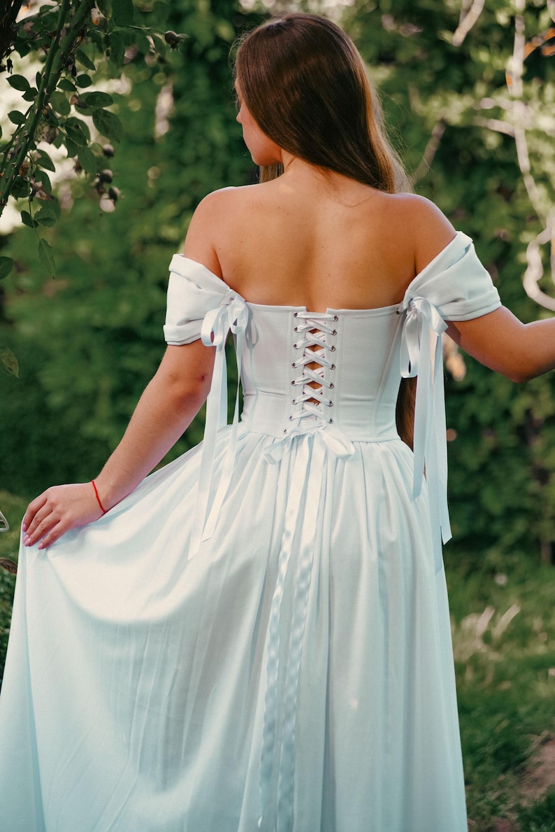 back view of corset lace up renaissance dress