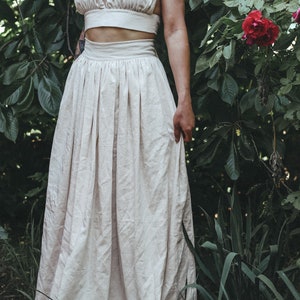 Linen skirt bridal, fairy skirt maxi, renaissance skirt pleated, medieval white long skirt