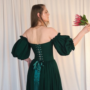 emerald green fantasy dress long linen gown