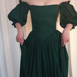 green renaissance dress off shoulder corset bodice
