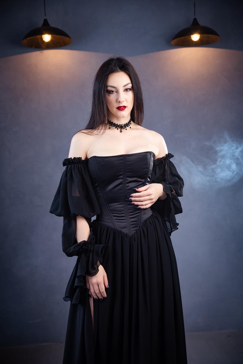 Gothic Prom Prom Dress Gothic Corset Style, Fairy Black Maxi Dress, Alternative ...