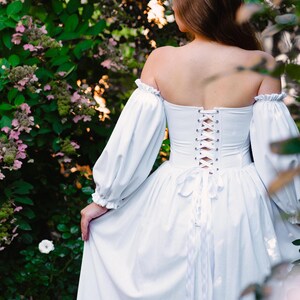 sustainable linen dress with boned corset