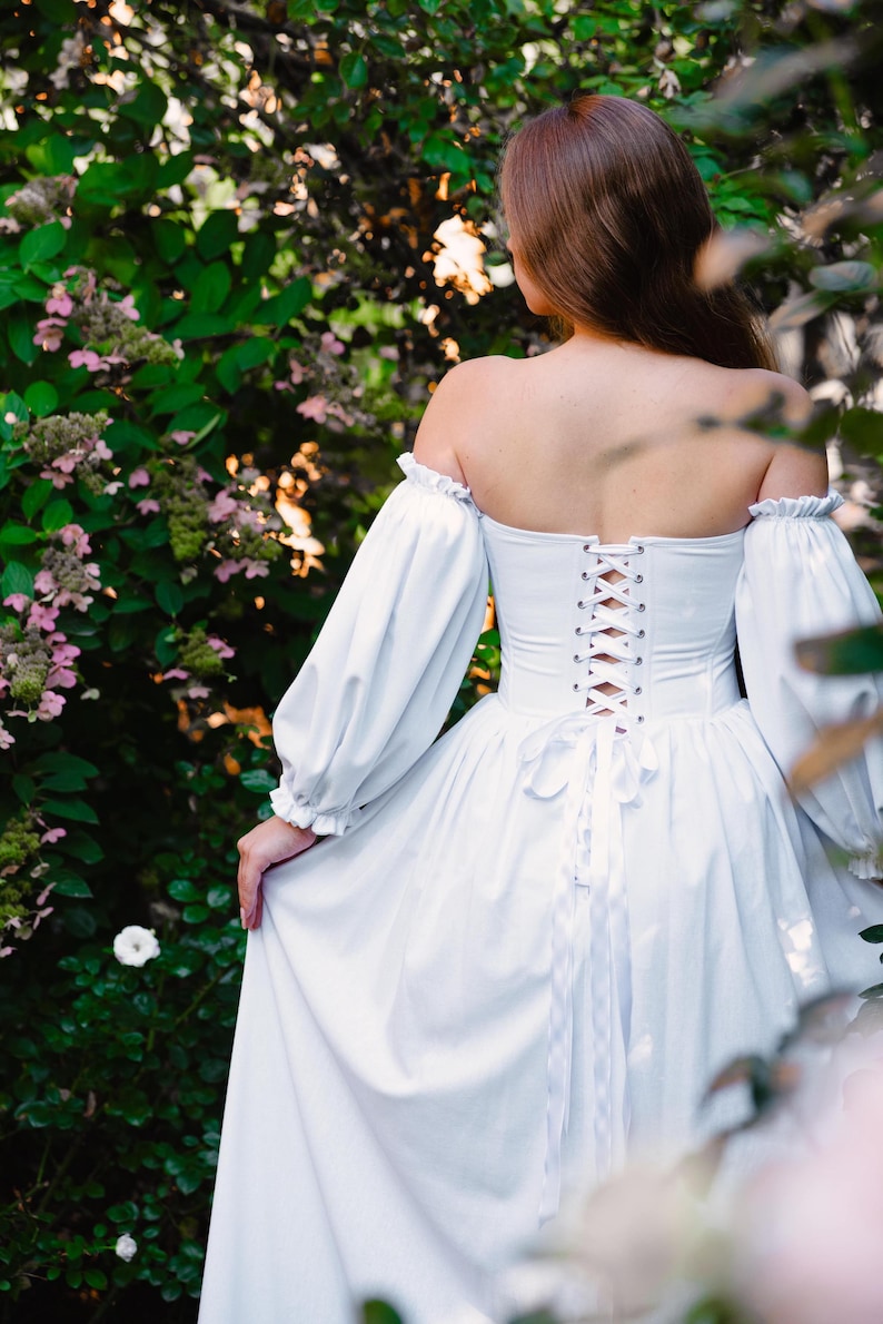 sustainable linen dress with boned corset