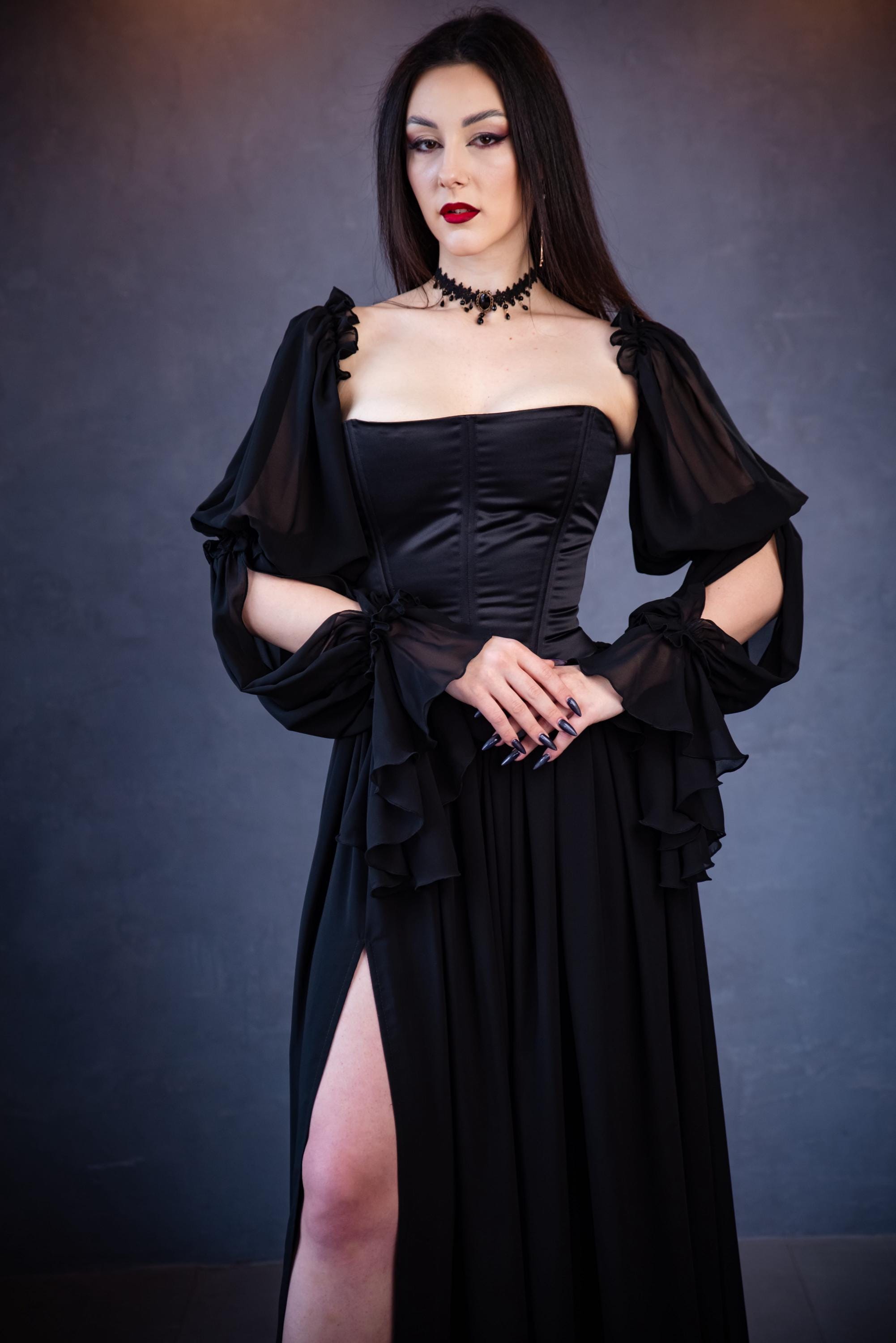Gothic Prom Prom Dress Gothic Corset Style, Fairy Black Maxi Dress, Alternative ...