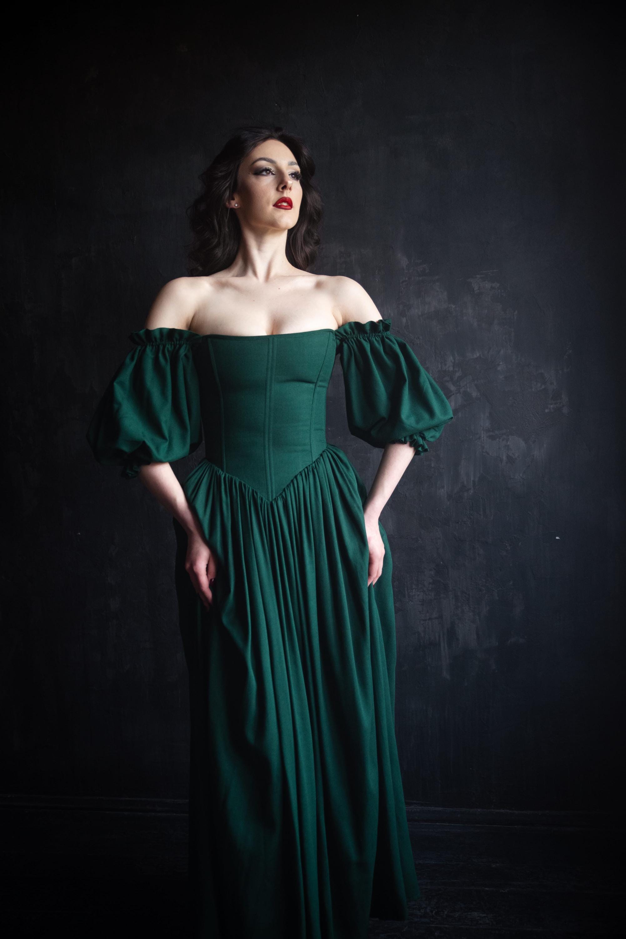 white christmas dresses The Lady of The Lake Gown in Forest Green Cotton XL main image 0