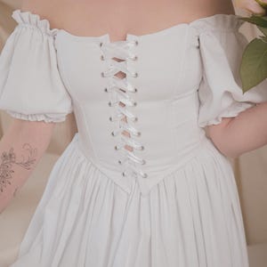 White corset wedding dress - Linen maxi dress renaissance