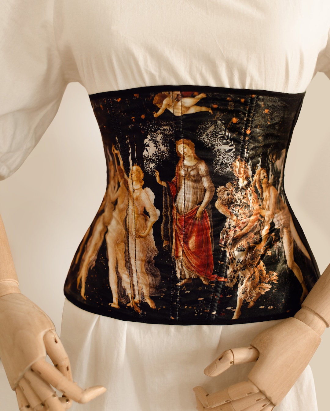 Renaissance Corset Belt, Black Corset Underbust, Renaissance Fair