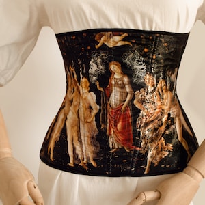 Renaissance corset belt, black corset underbust, renaissance fair painting corset Primavera