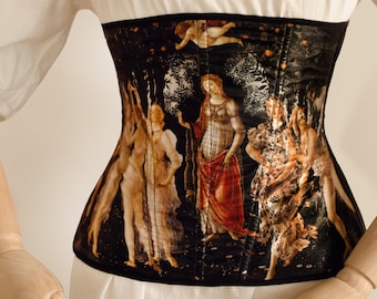 Renaissance corset belt, black corset underbust, renaissance fair painting corset Primavera
