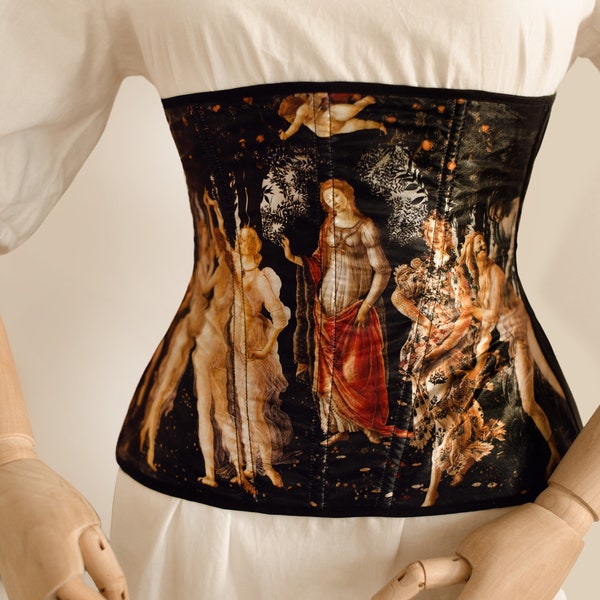 Renaissance corset belt, black corset underbust, renaissance fair painting corset Primavera