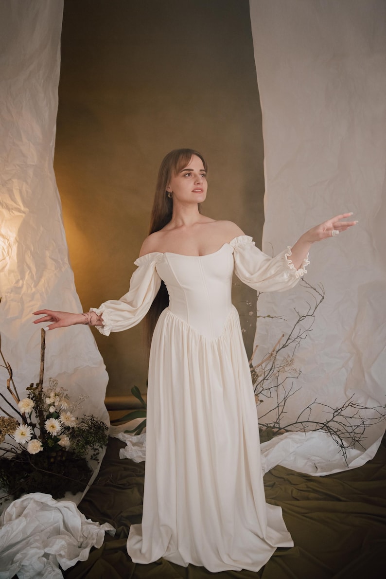 ivory corset dress with romantic silhouette