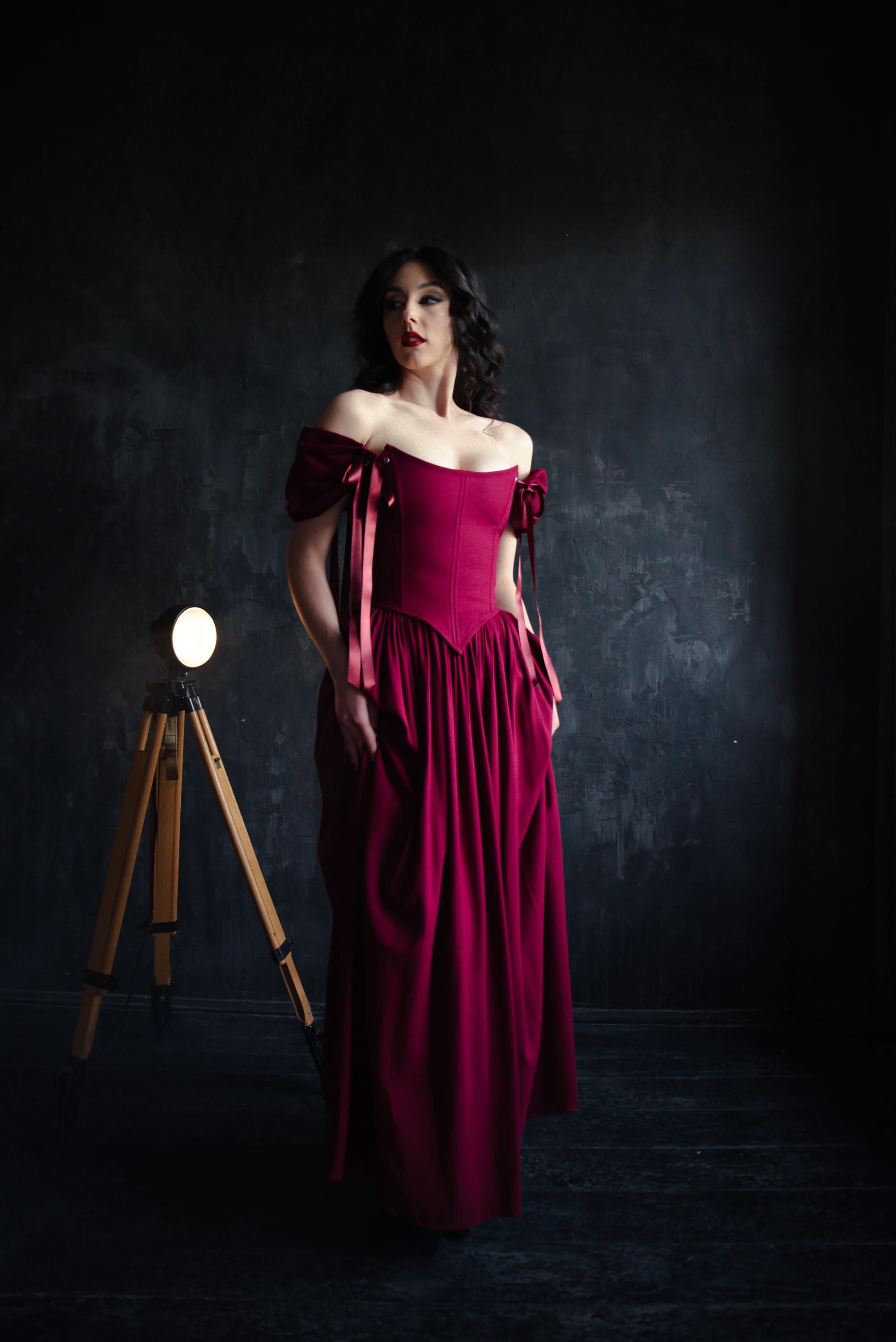 burgundy fairy dress Unique Vintage Burgundy Turtleneck Midi Dress