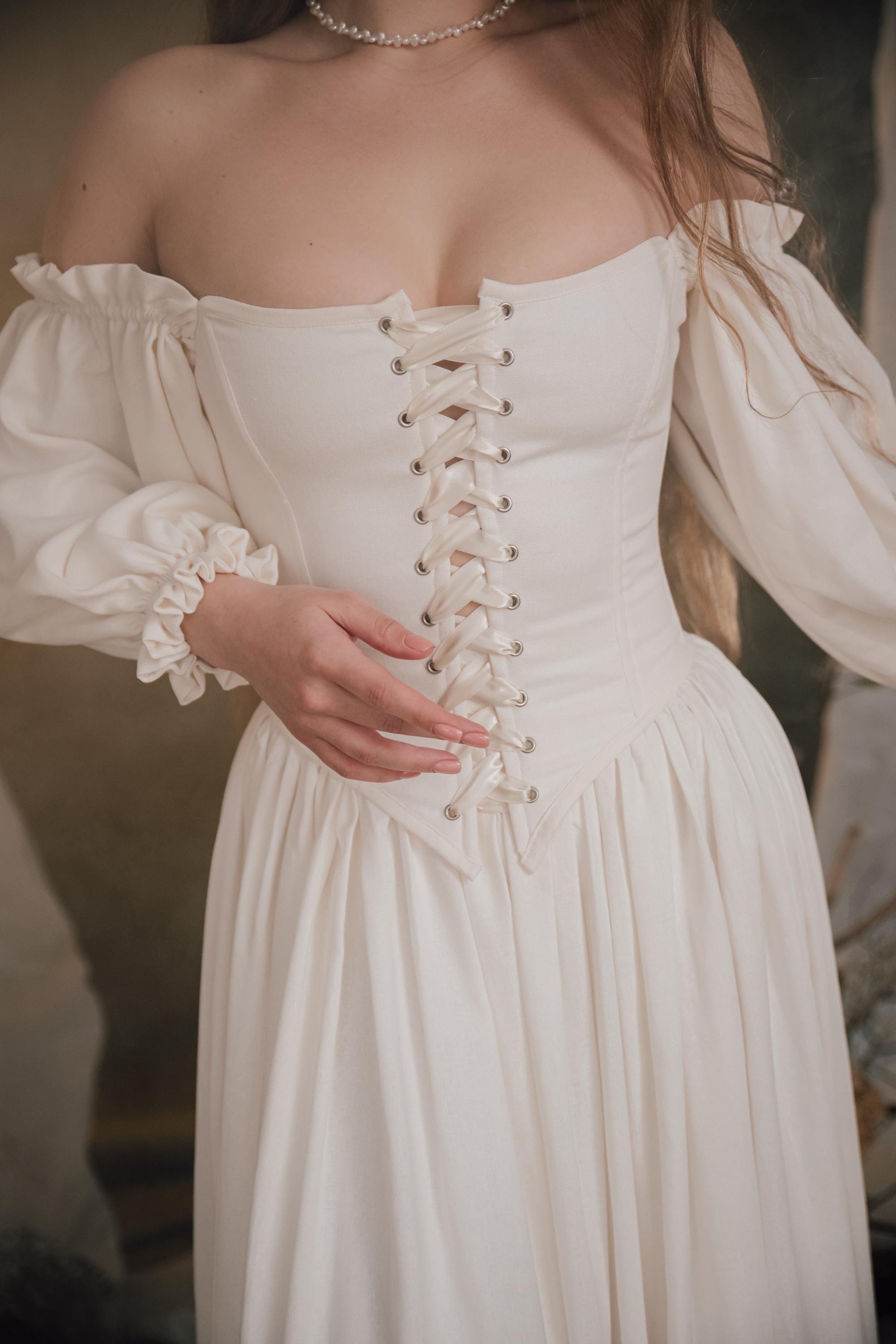 cream fairy dress Vintage Lace Corset Cream Tiered Dress main image 1