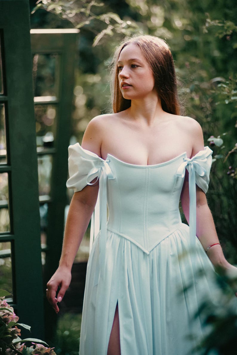 romantic renaissance wedding dress full silhouette