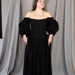 black medieval dress corset gown long sleeve style